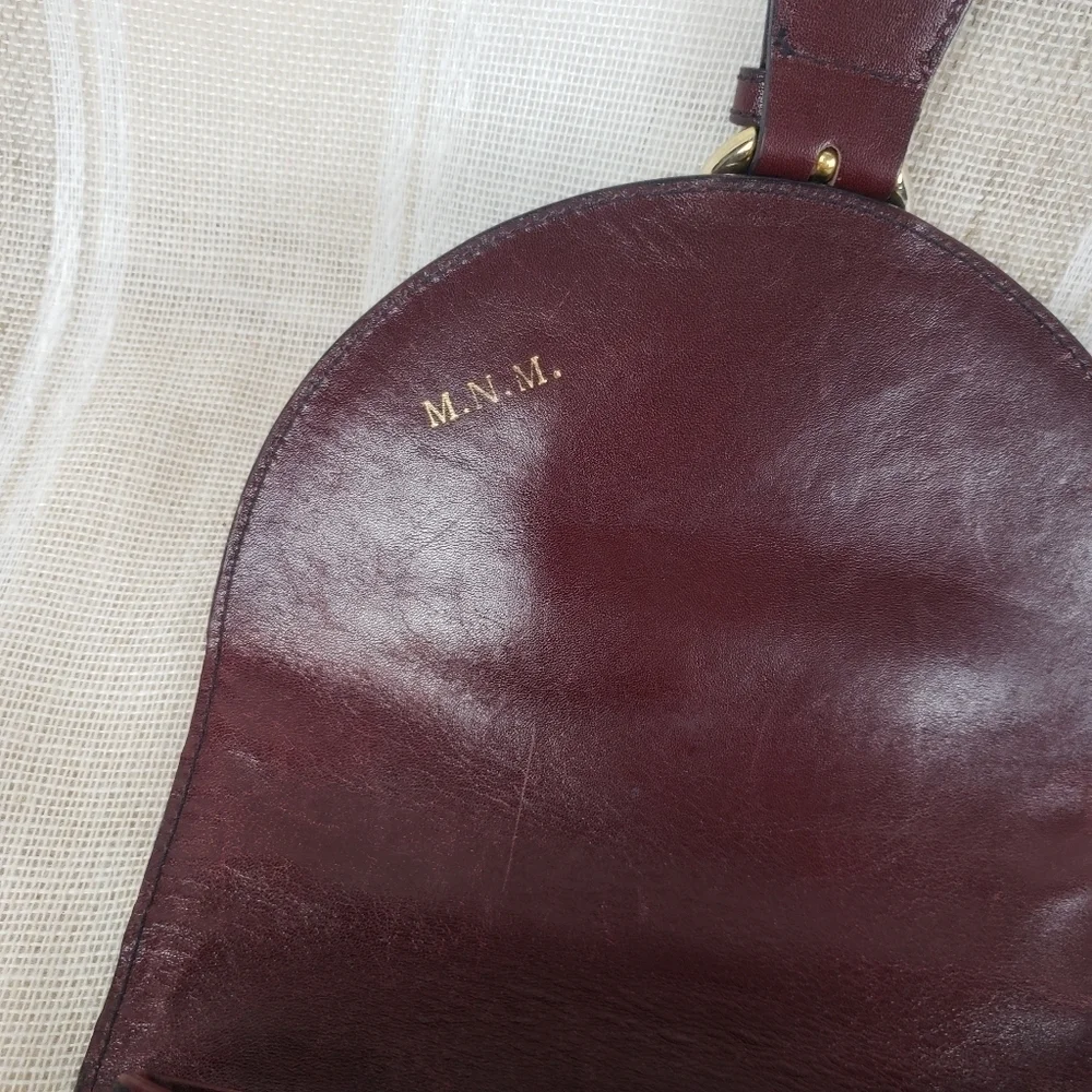 Leather Guild Drawstring Crossbody‎ Bag Purse Maroon
